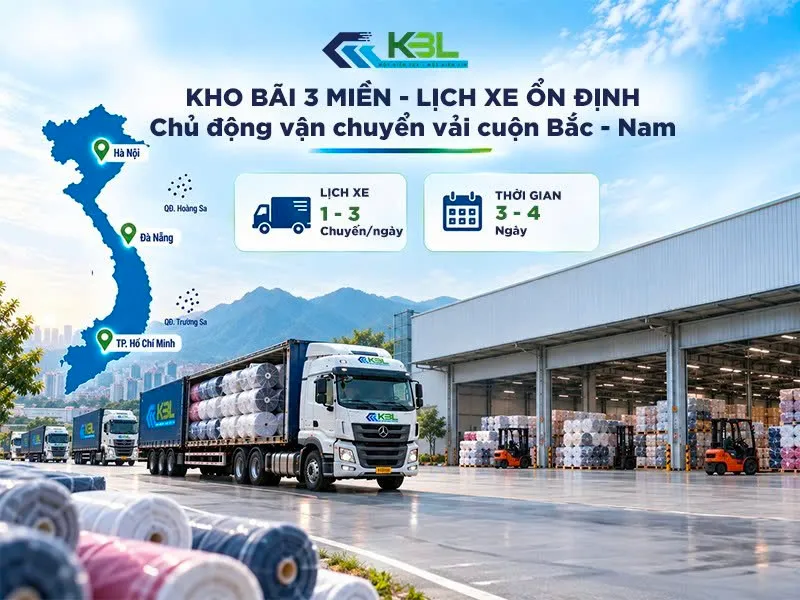 kho bãi 3 miền vận chuyển vải cuộn